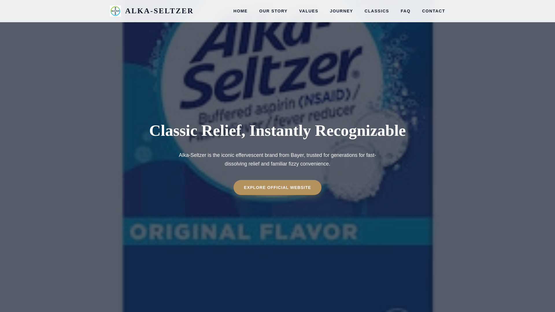website screenshot of https://alkaseltzercom.com