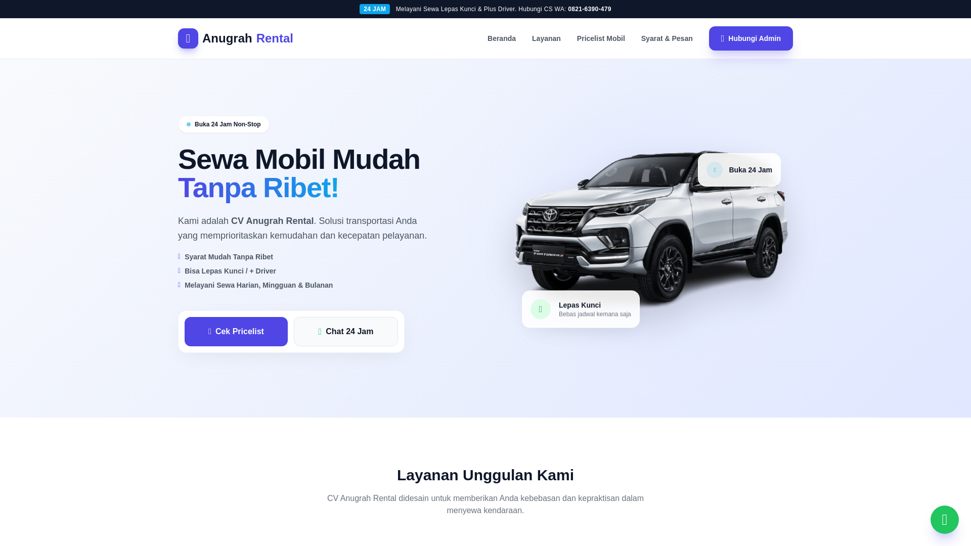 website screenshot of https://cvanugrahrental.pages.dev/