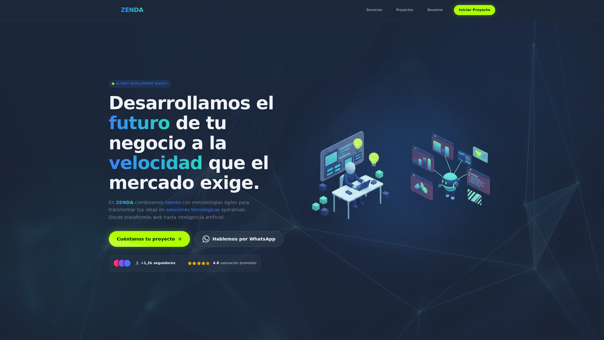 website screenshot of https://zenda-tech.com/