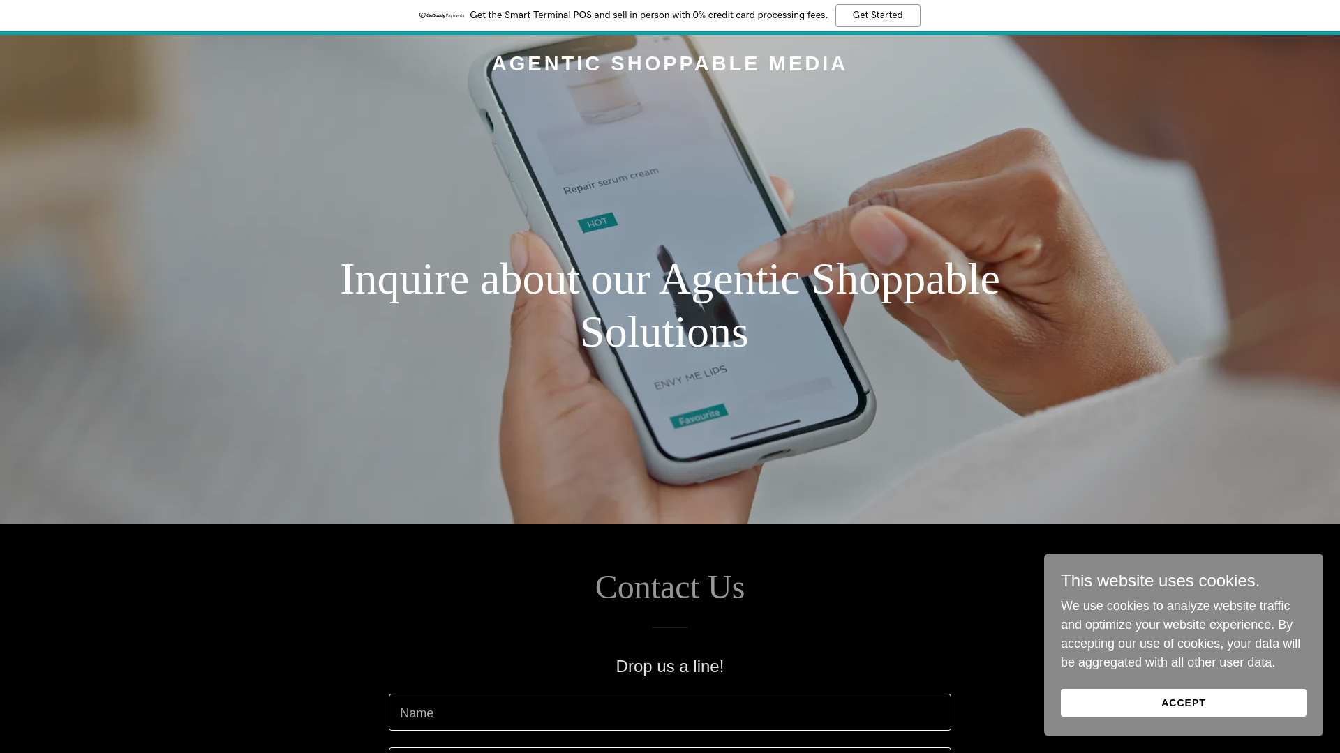 website screenshot of https://agenticshoppablemedia.com