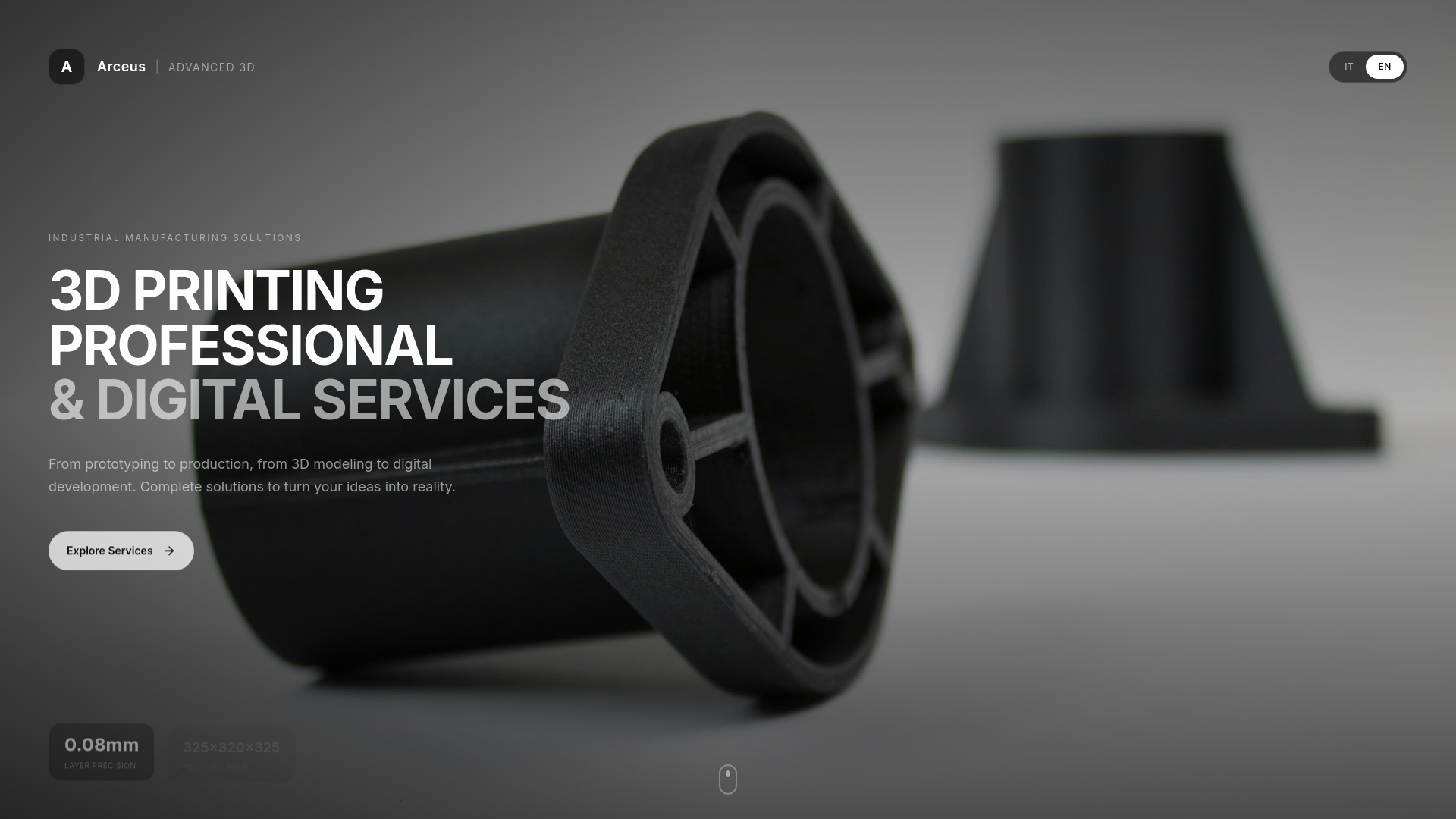 website screenshot of https://arceusstampa3d.com