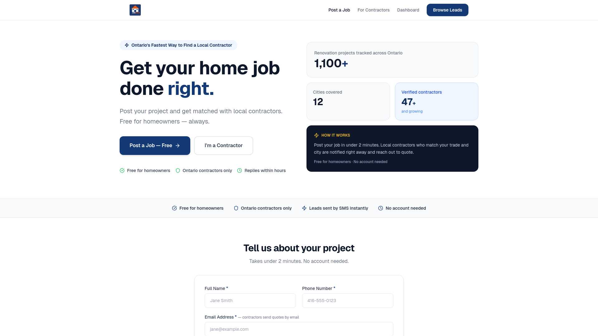 website screenshot of https://jobdeck.ca/