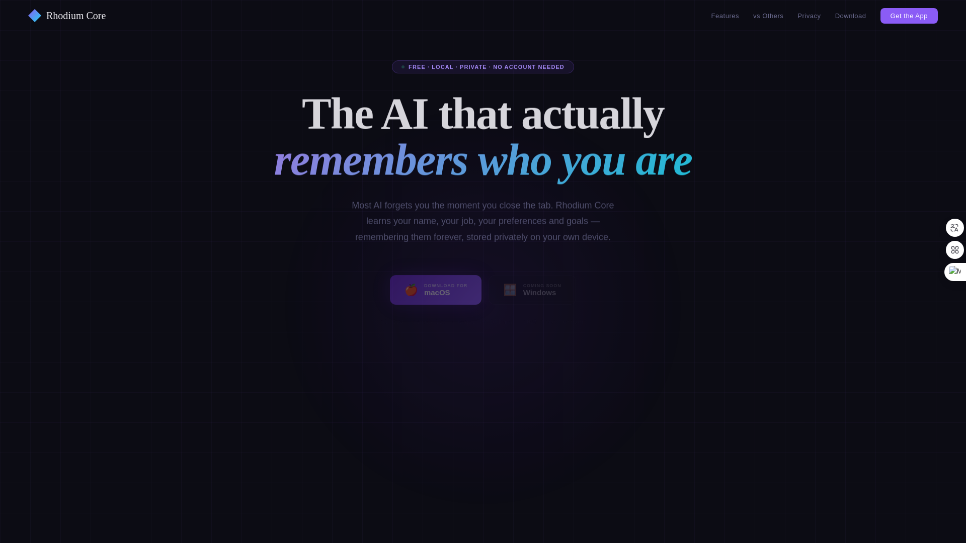 website screenshot of https://rhodiumcoreai.com/