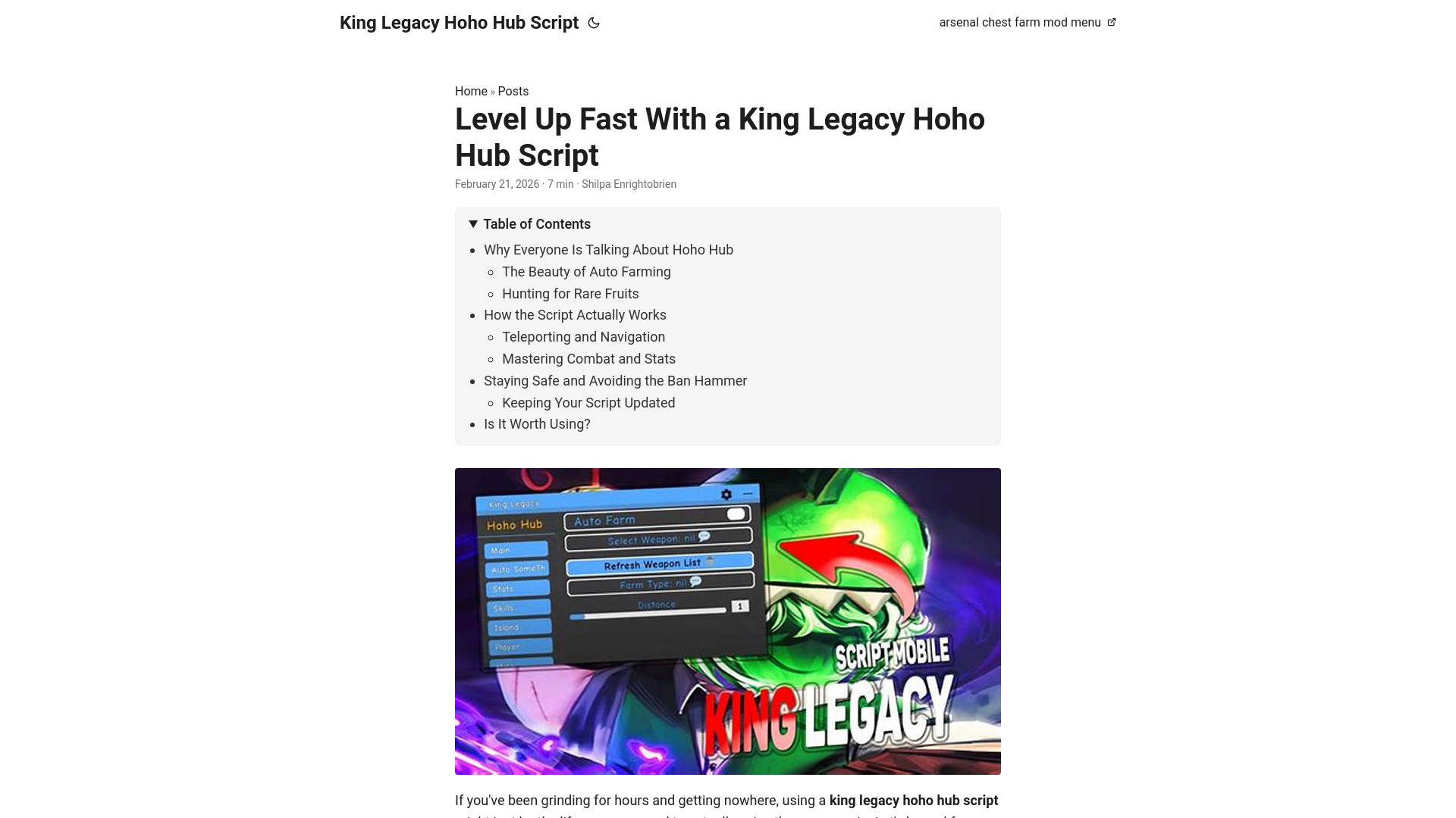 website screenshot of https://king-legacy-hoho-hub-script.pages.dev/
