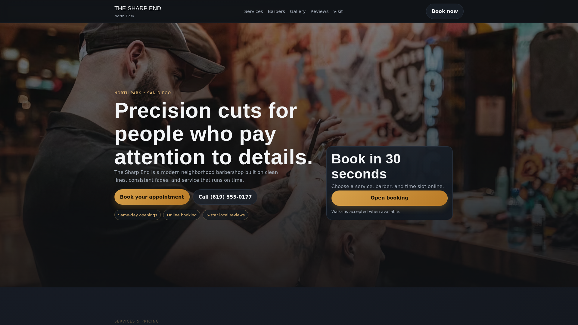 website screenshot of https://the-sharp-end.pages.dev/