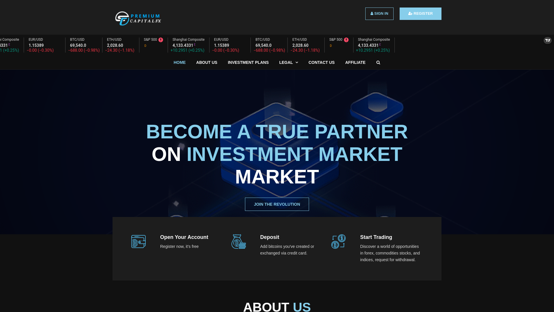website screenshot of https://premiumcapitalfx.ltd