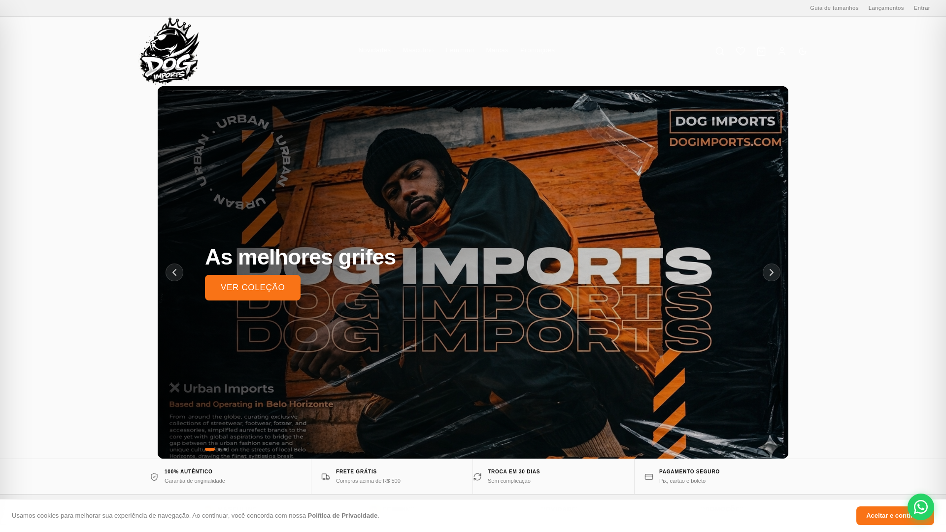 website screenshot of https://dogimports.com.br