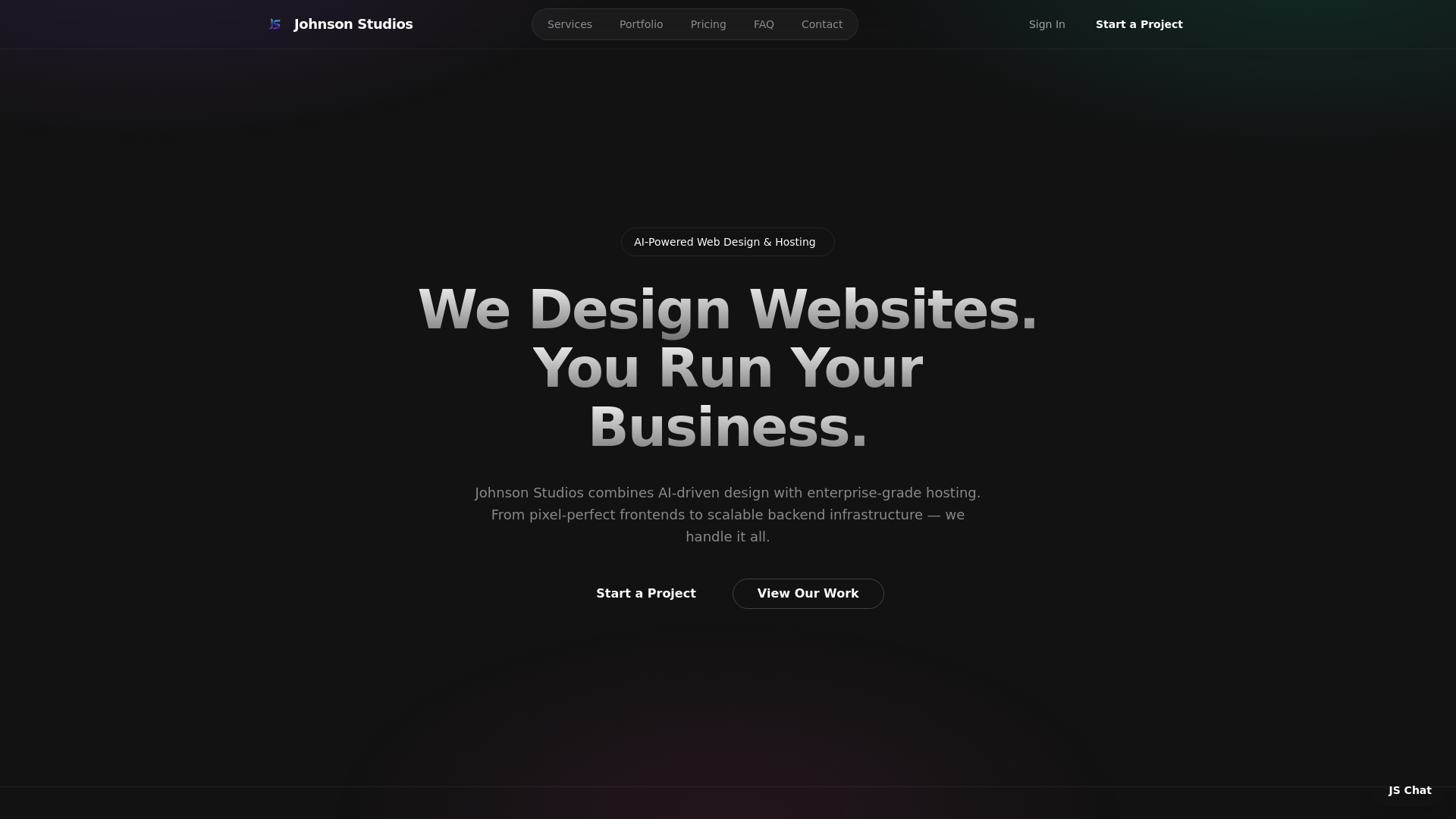 website screenshot of https://johnsonstudios.tech