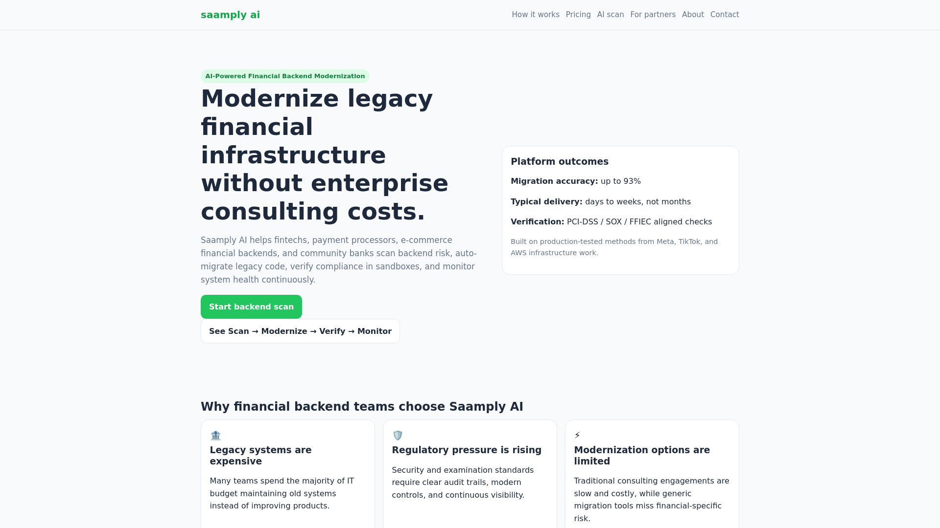 website screenshot of https://saamply.com/