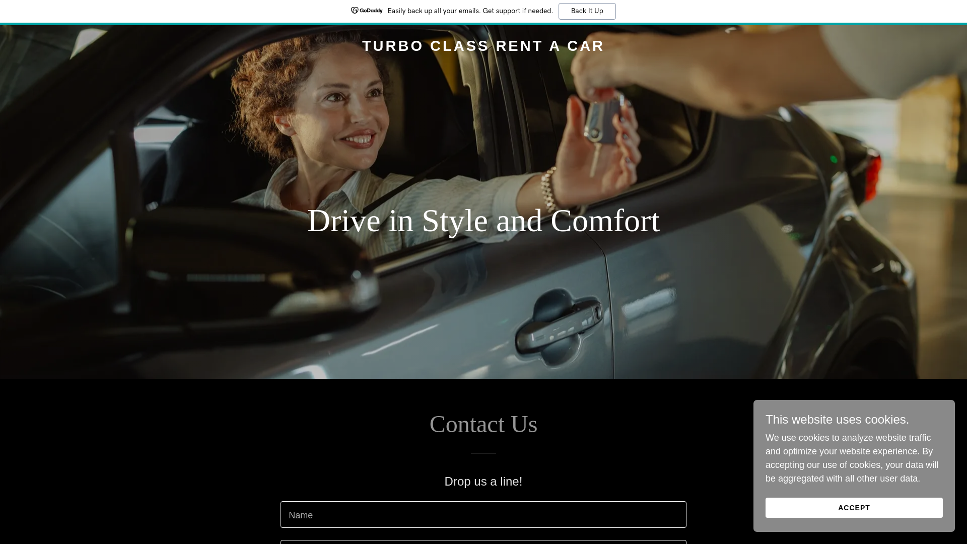 website screenshot of https://turboclassrentacar.com/