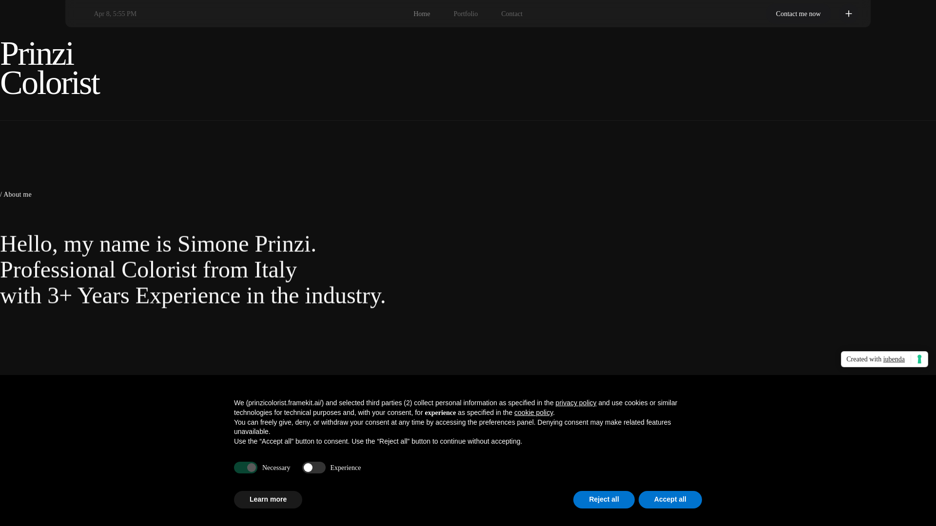 website screenshot of https://prinzicolorist.com