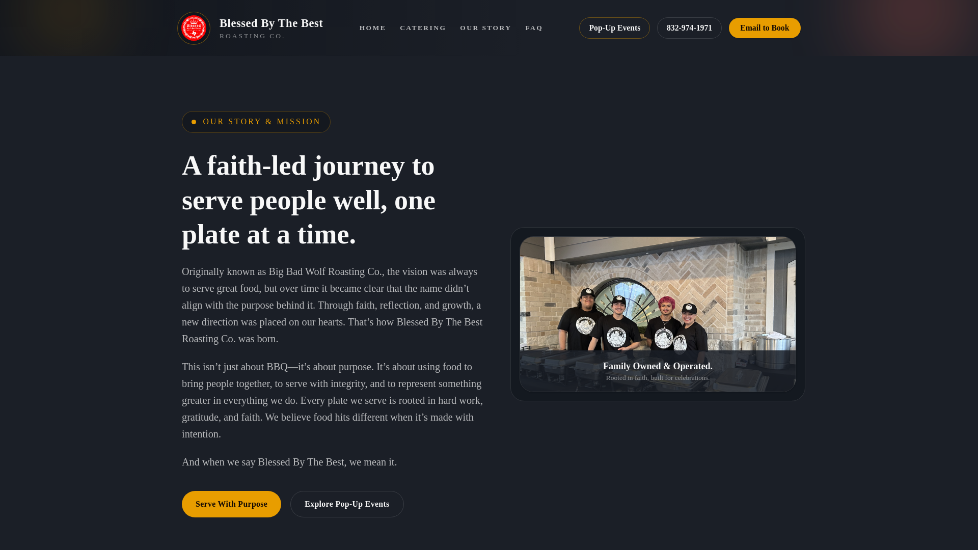 website screenshot of https://blessedcateringhtx.com