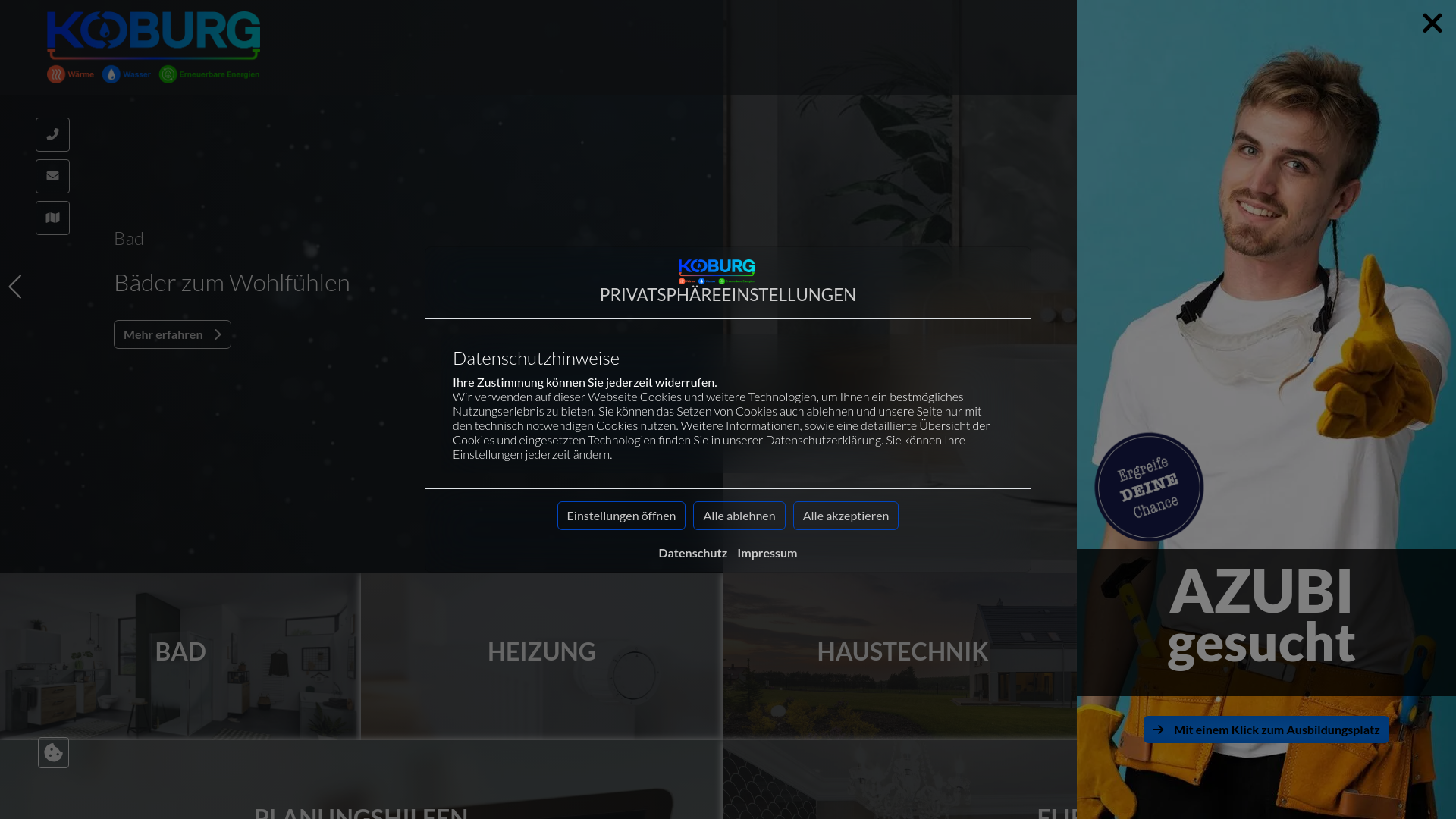 website screenshot of https://koburg-gebaeudetechnik.de/