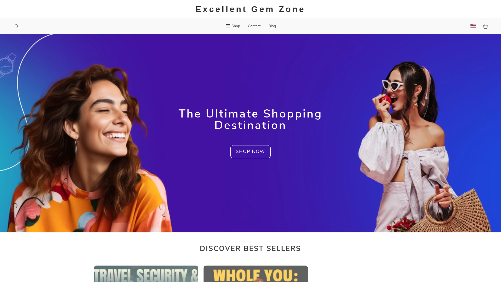 website screenshot of https://excellentgemzone.shop