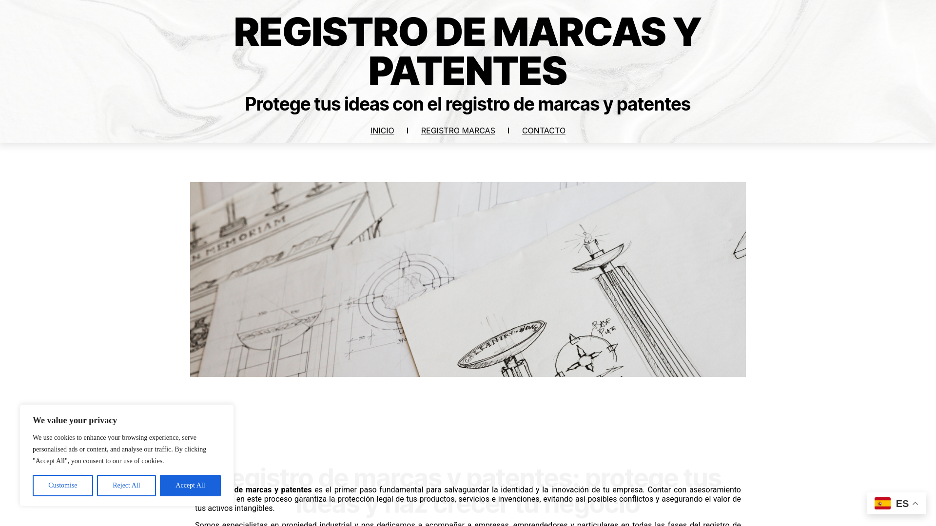 website screenshot of https://serviciosdepatentesymarcas.com/