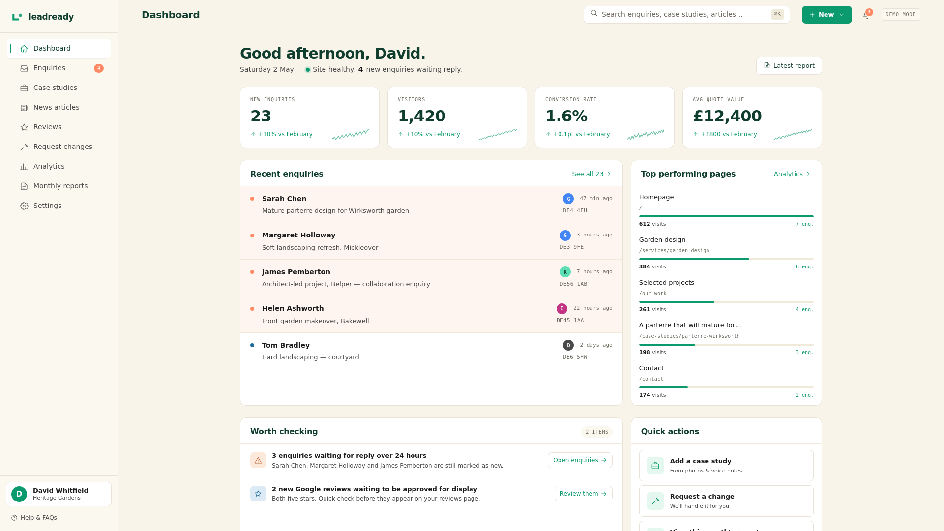 website screenshot of https://leadready-dashboard-prototy-zbyr1.sevalla.app