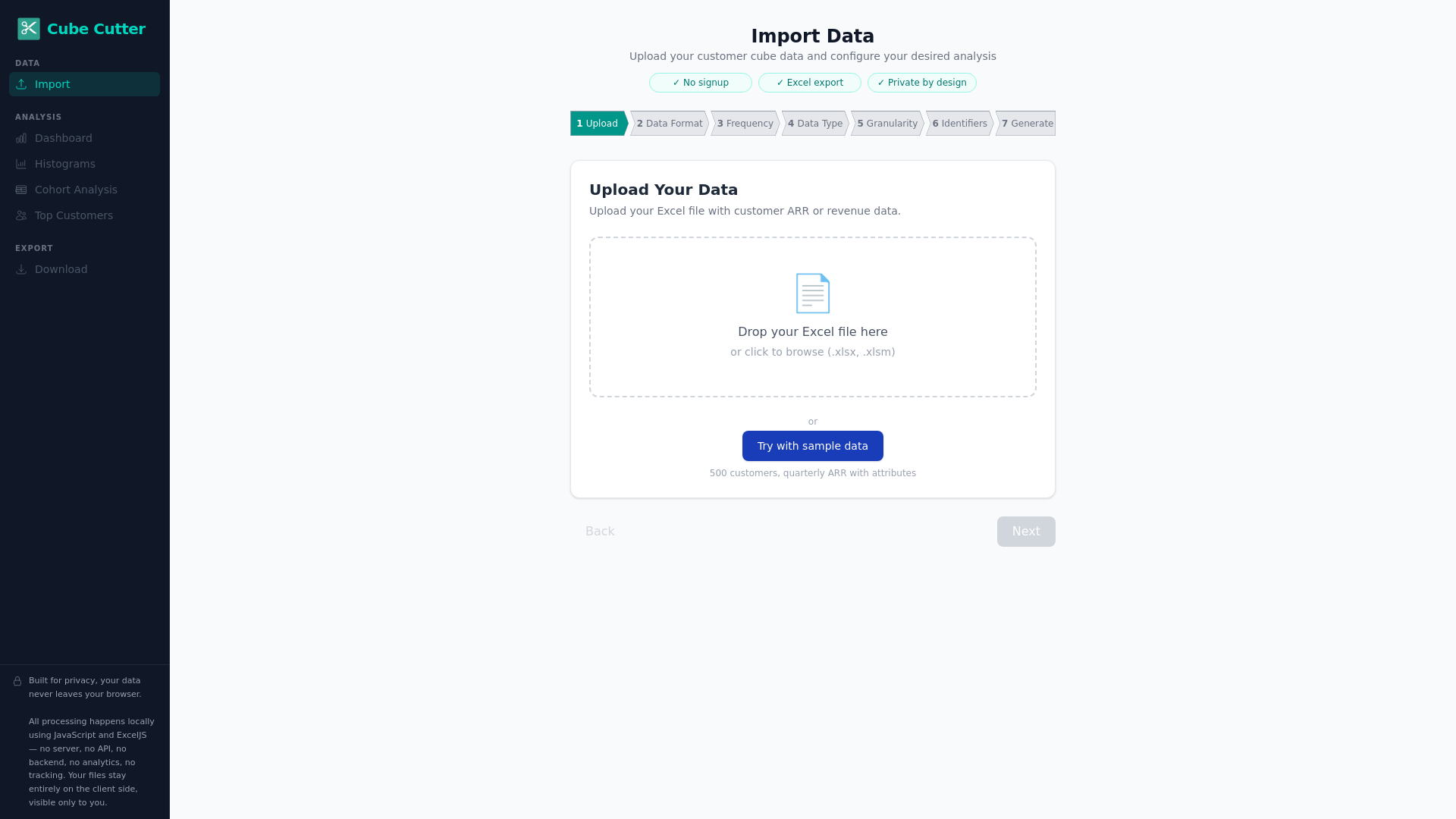website screenshot of https://cubecutter.ai