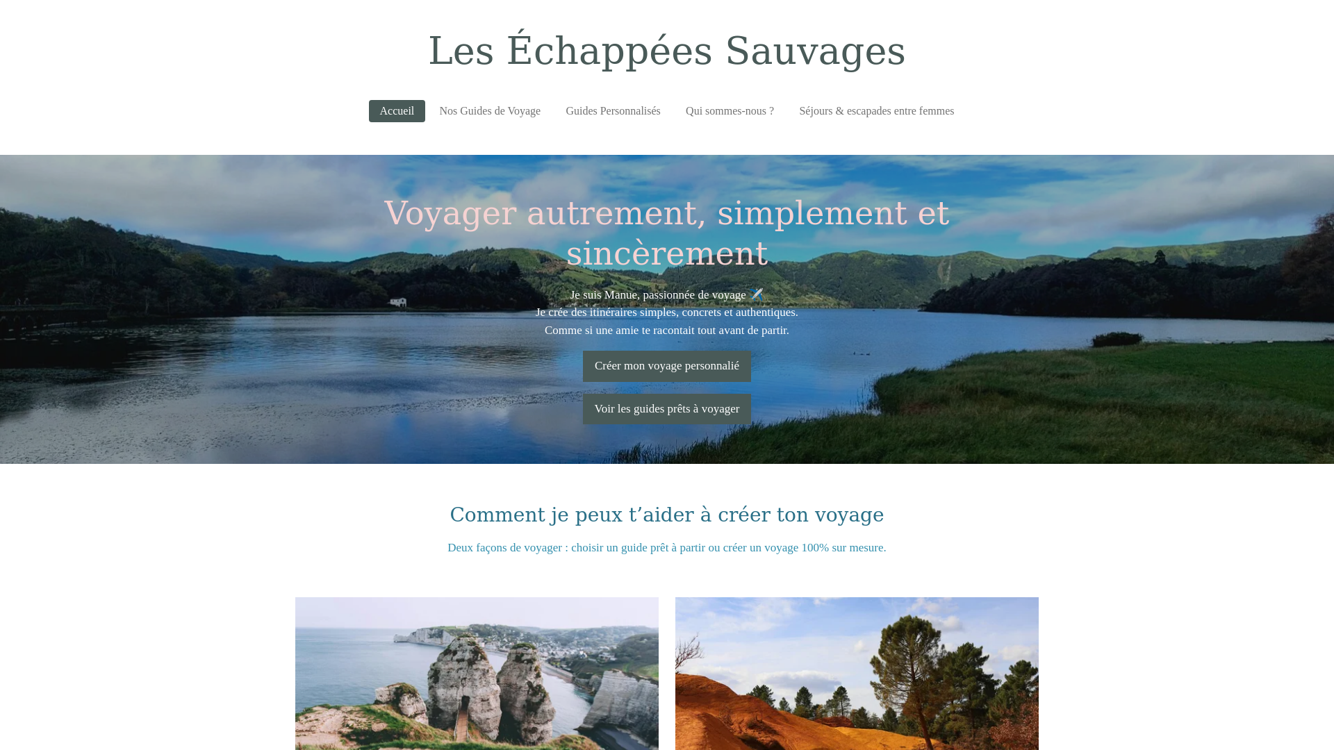 website screenshot of https://les-echappees-sauvages.fr/
