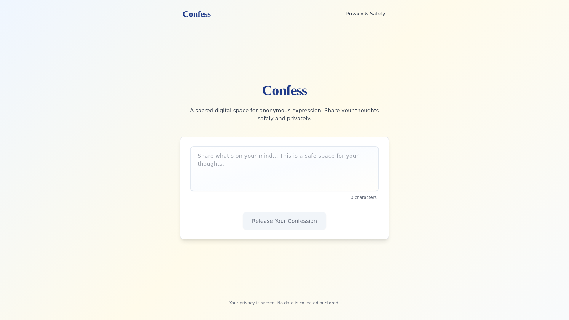 website screenshot of https://wanttoconfess.pages.dev/