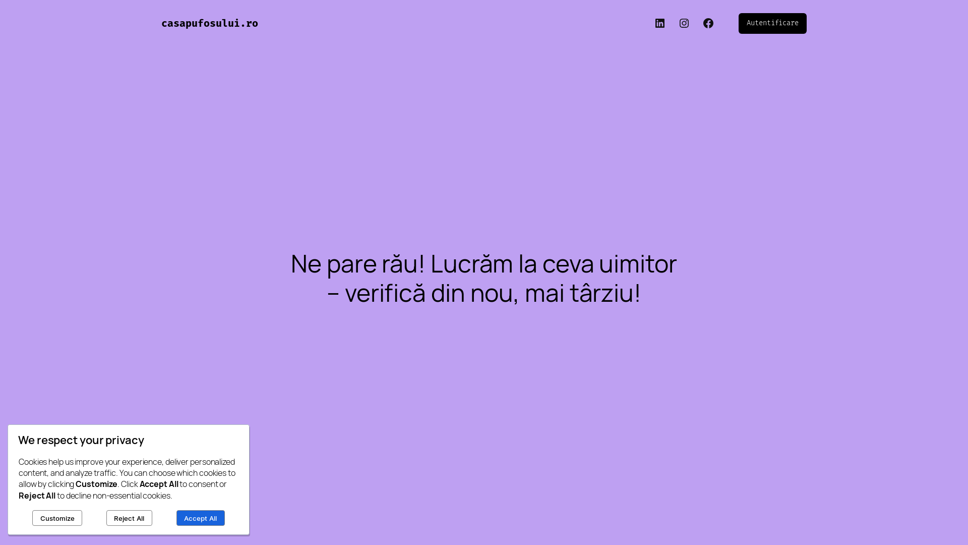 website screenshot of https://casapufosului.ro/