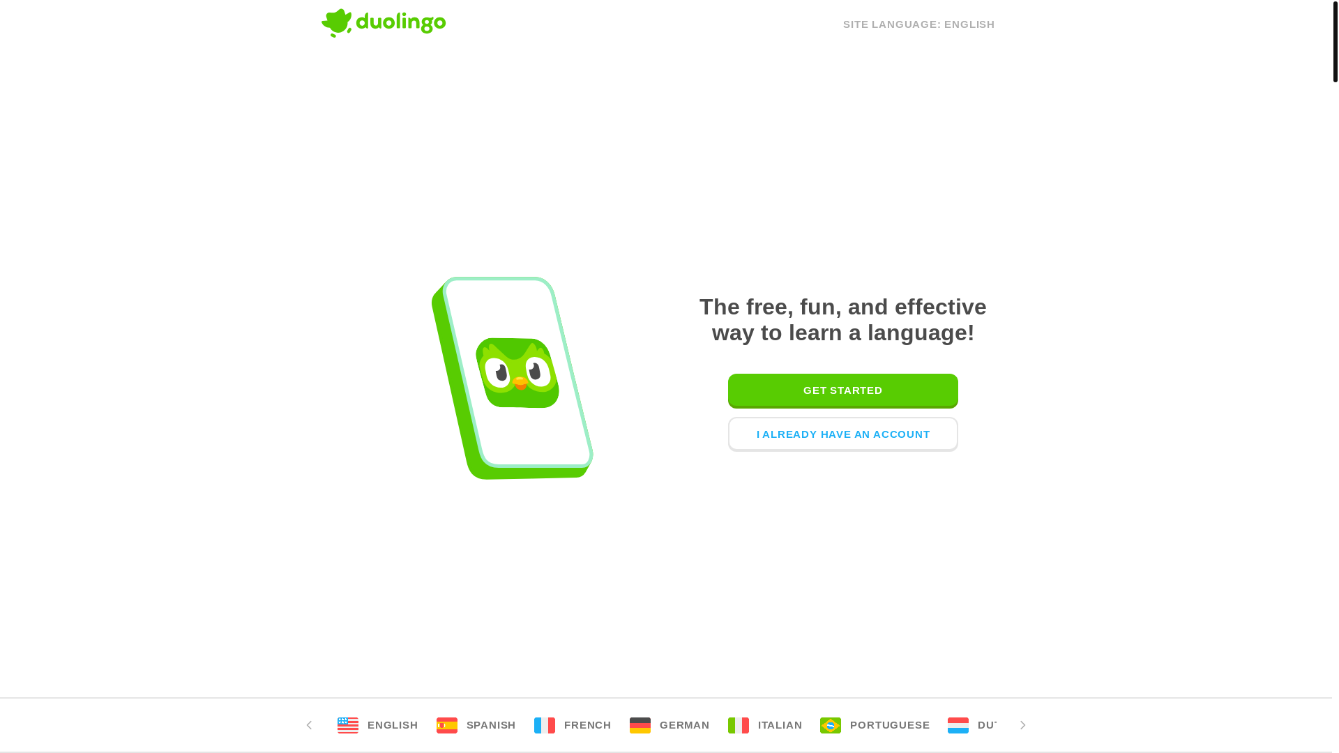 website screenshot of https://www.duolingo.com/