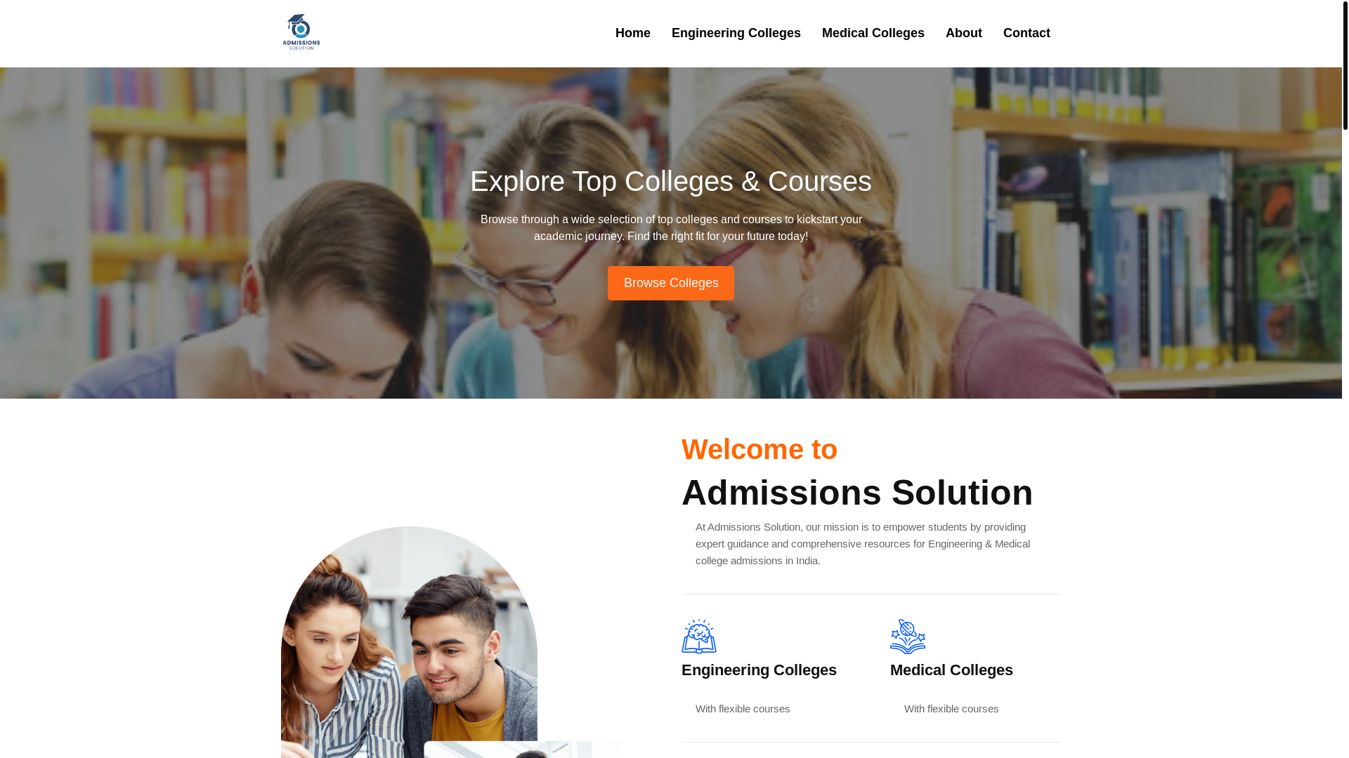 website screenshot of https://admissionssolution.com/