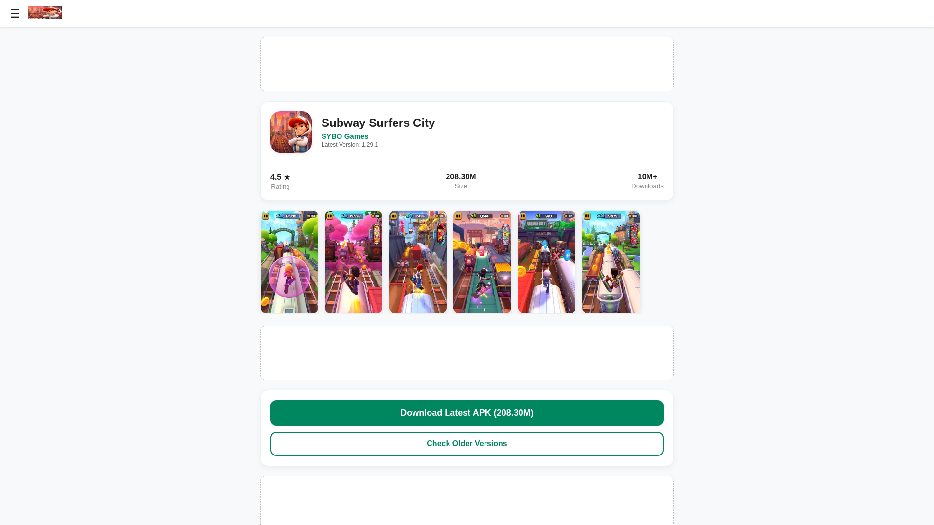 website screenshot of https://subwaysurferscitymodapk.com/