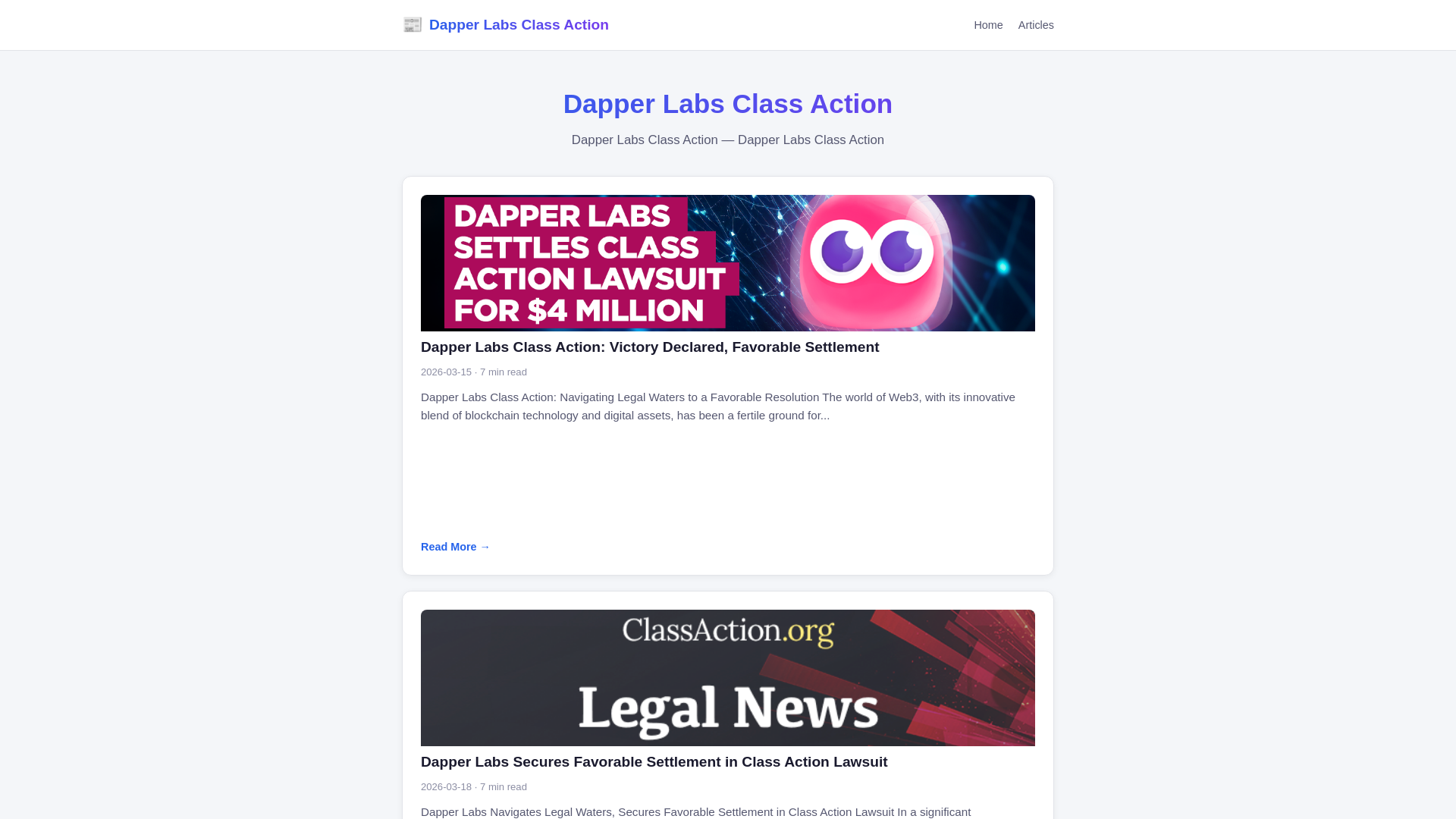 website screenshot of https://dapper-labs-class-action.pages.dev/