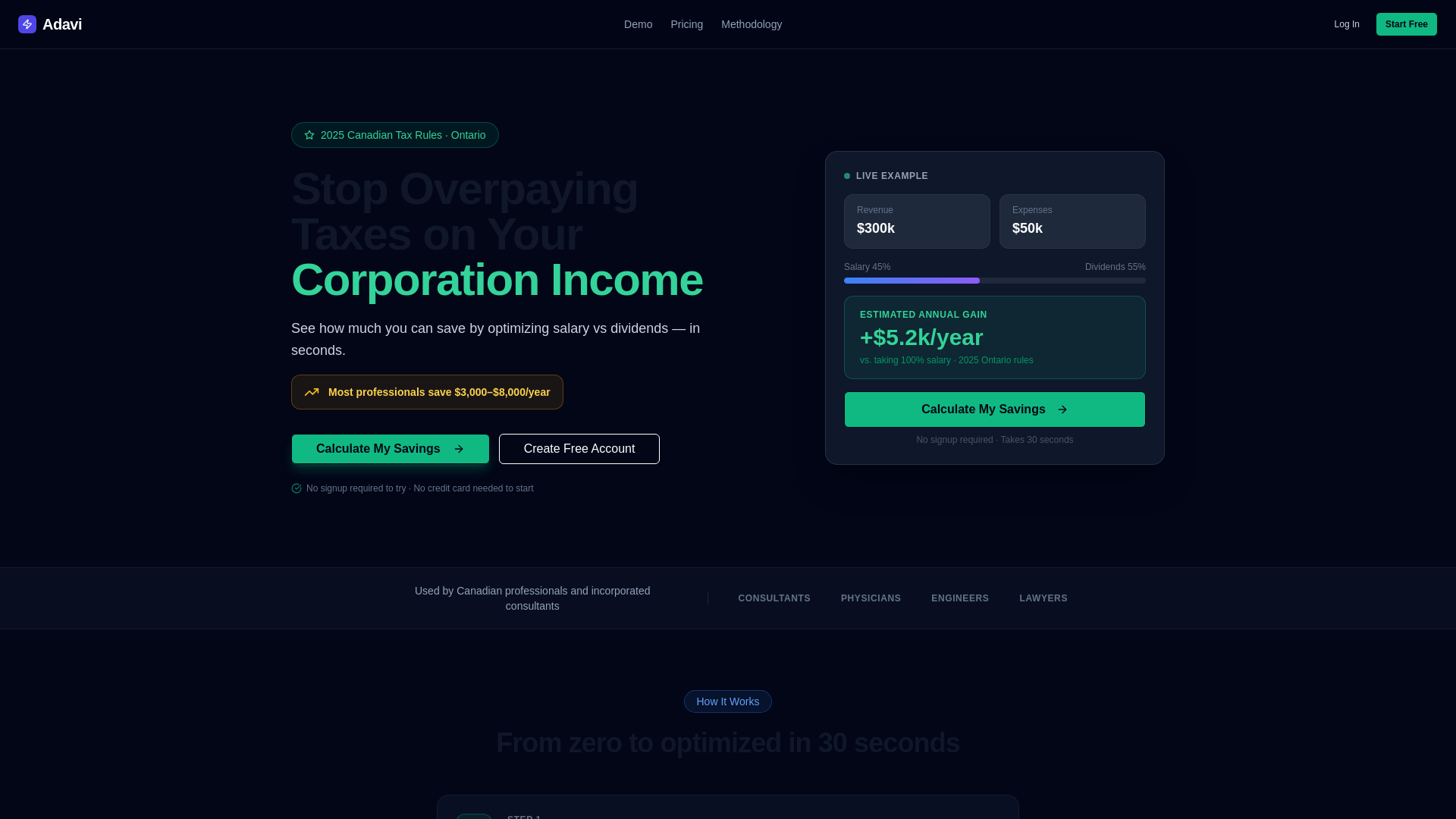 website screenshot of https://adavi.ai/