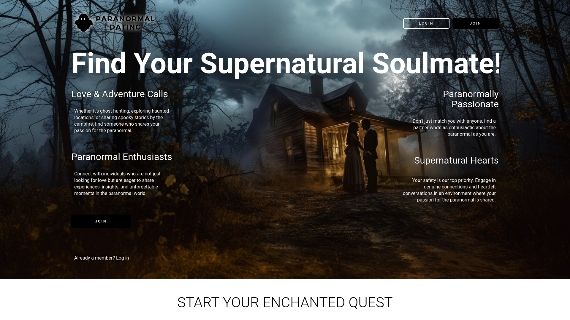 website screenshot of https://paranormal-dating.pages.dev/