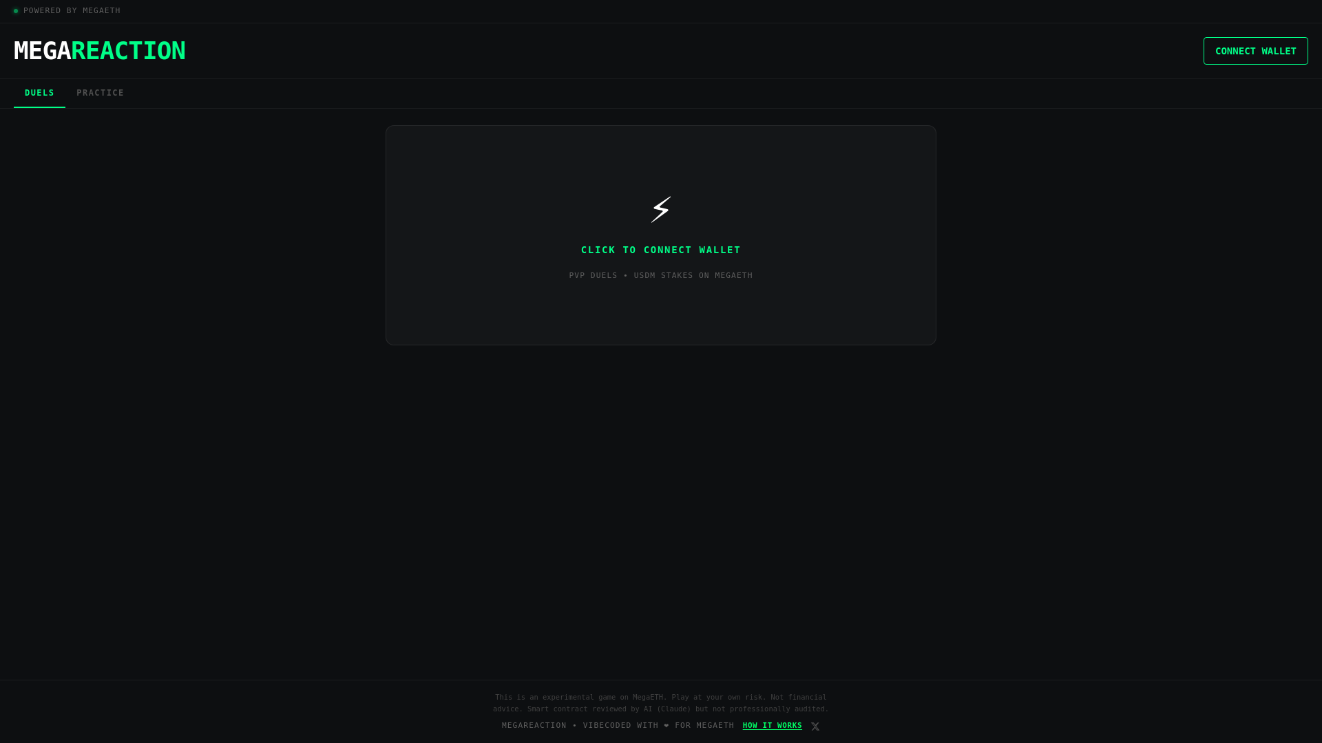 website screenshot of https://megareaction.xyz/