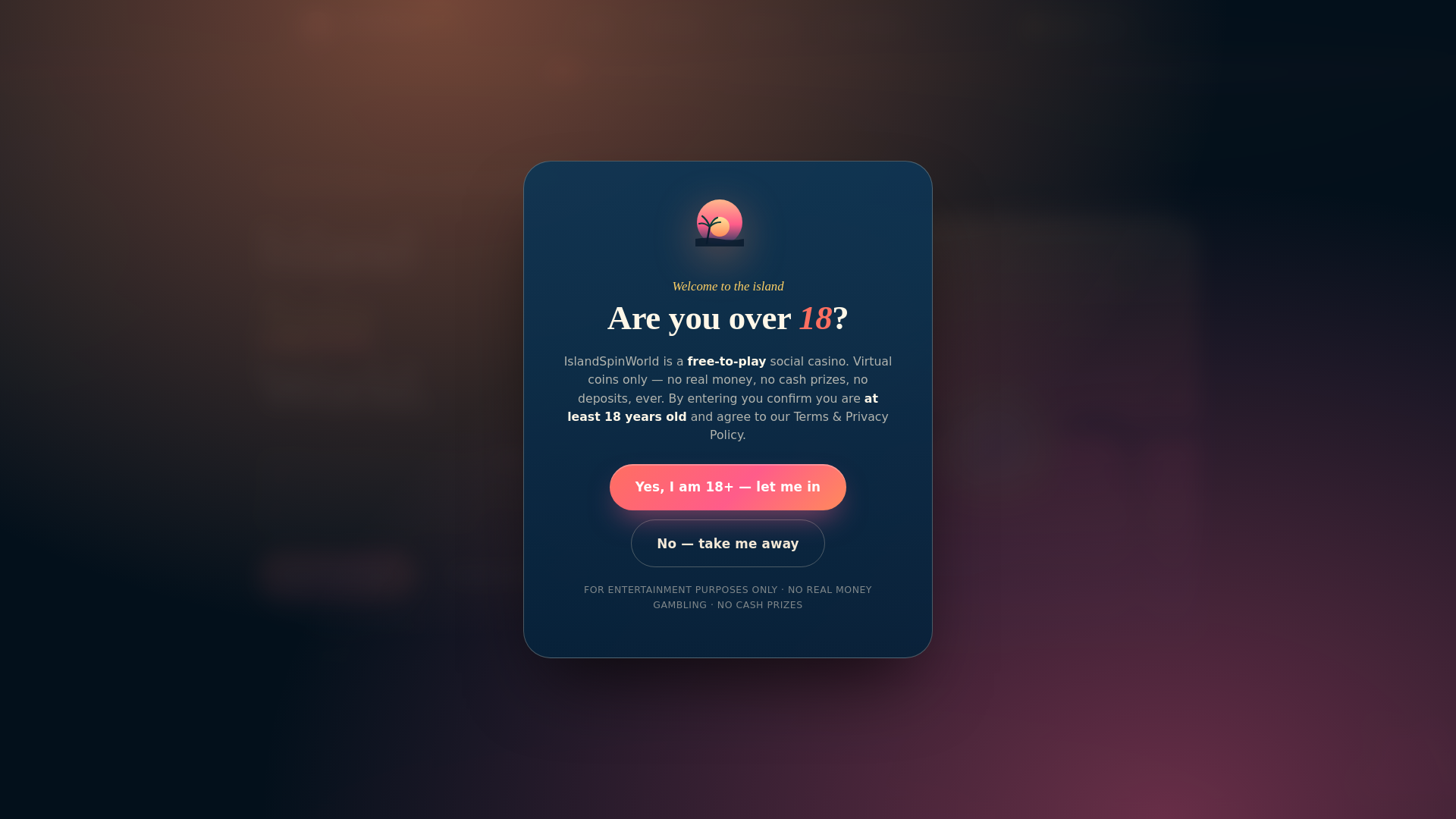 website screenshot of https://islandspinworld.com/