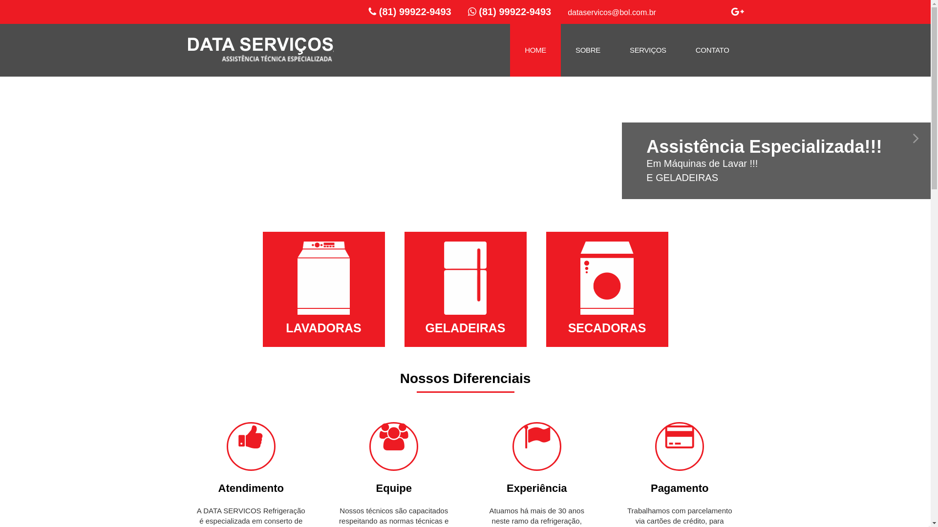 website screenshot of https://dataservcosrecife.com.br/