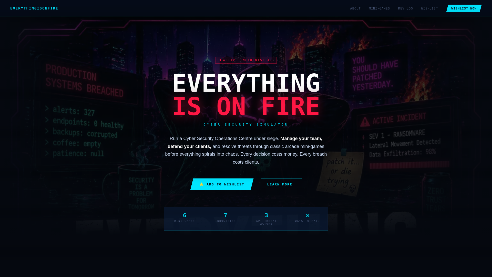 website screenshot of https://everythingisonfire.co.uk/