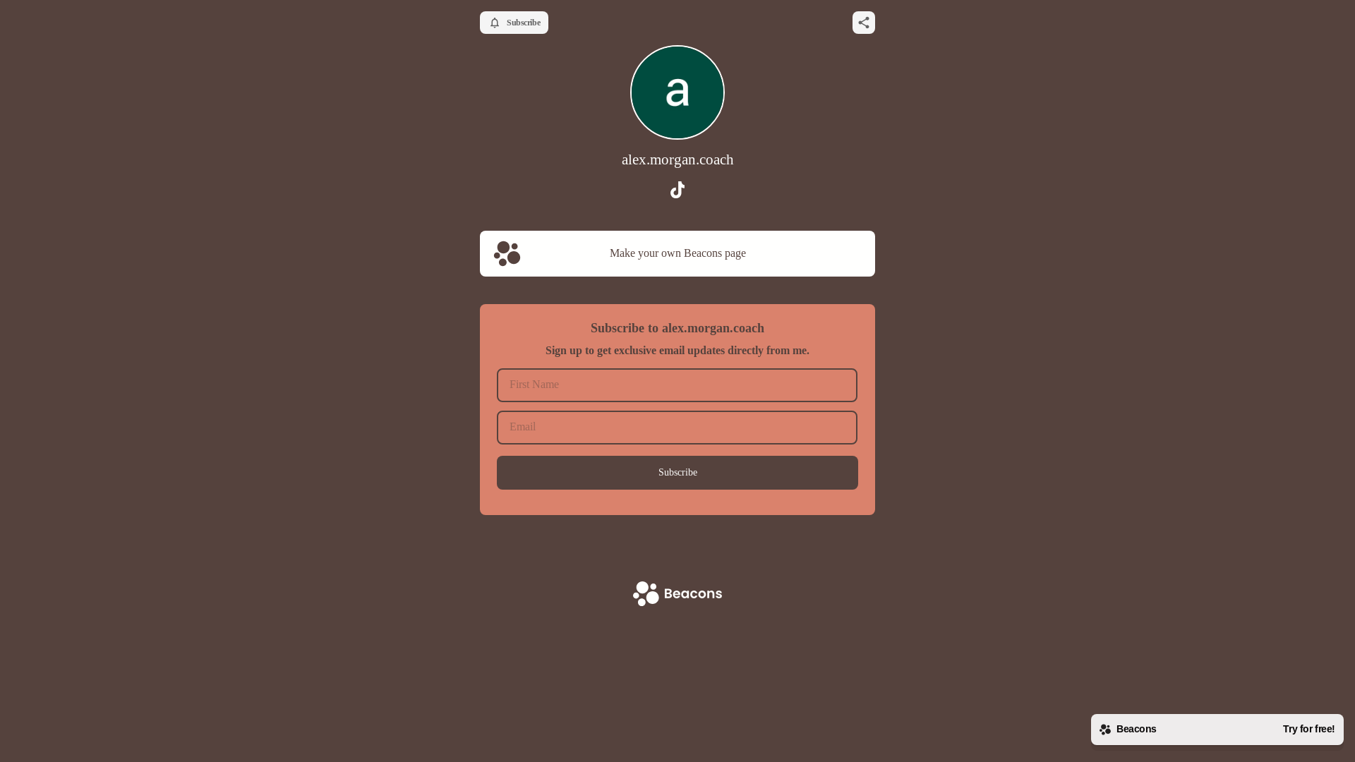 website screenshot of https://alexmorgancoach.com/