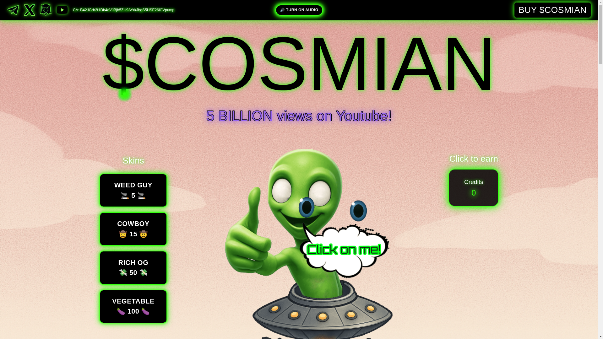 website screenshot of https://aliencosmian.art/