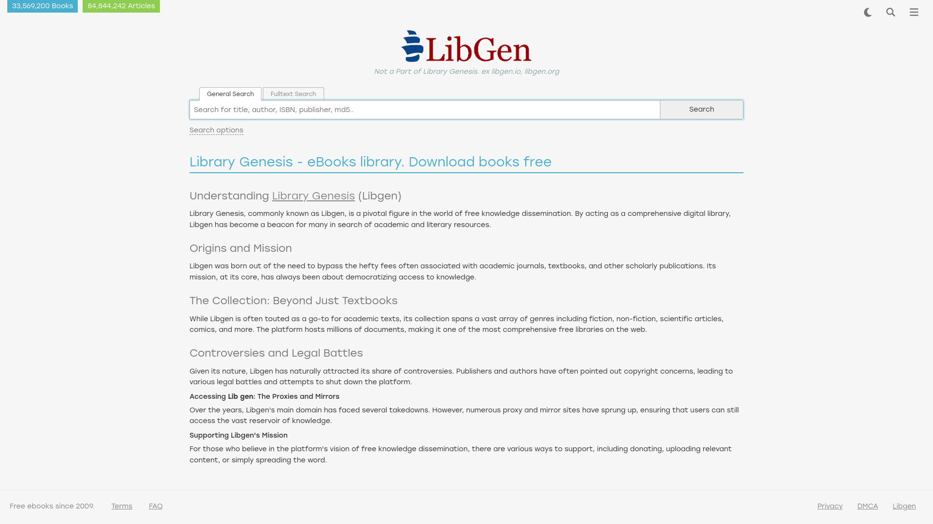 website screenshot of https://libgenesis.net/