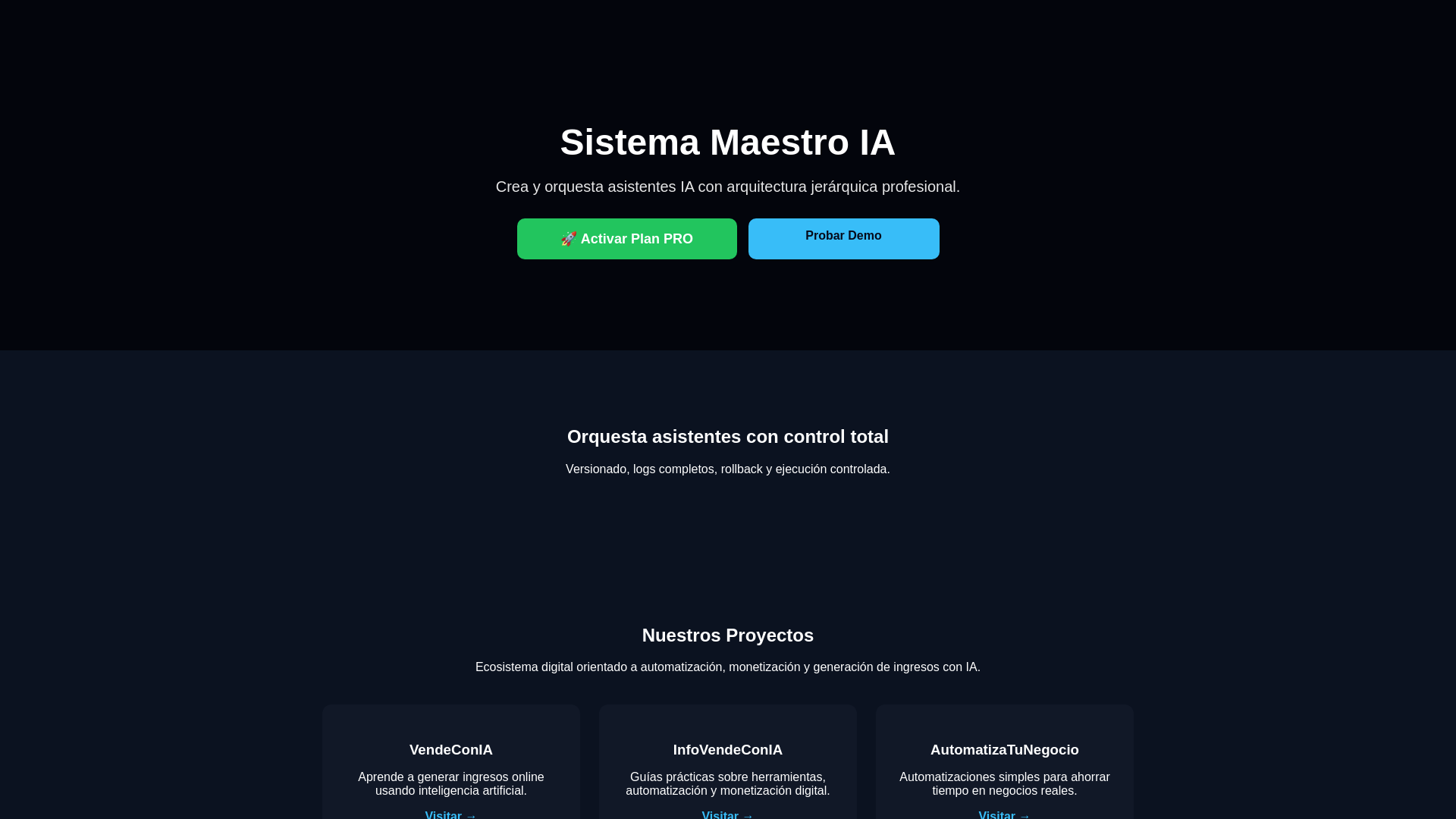 website screenshot of https://sistemamaestroia.com/