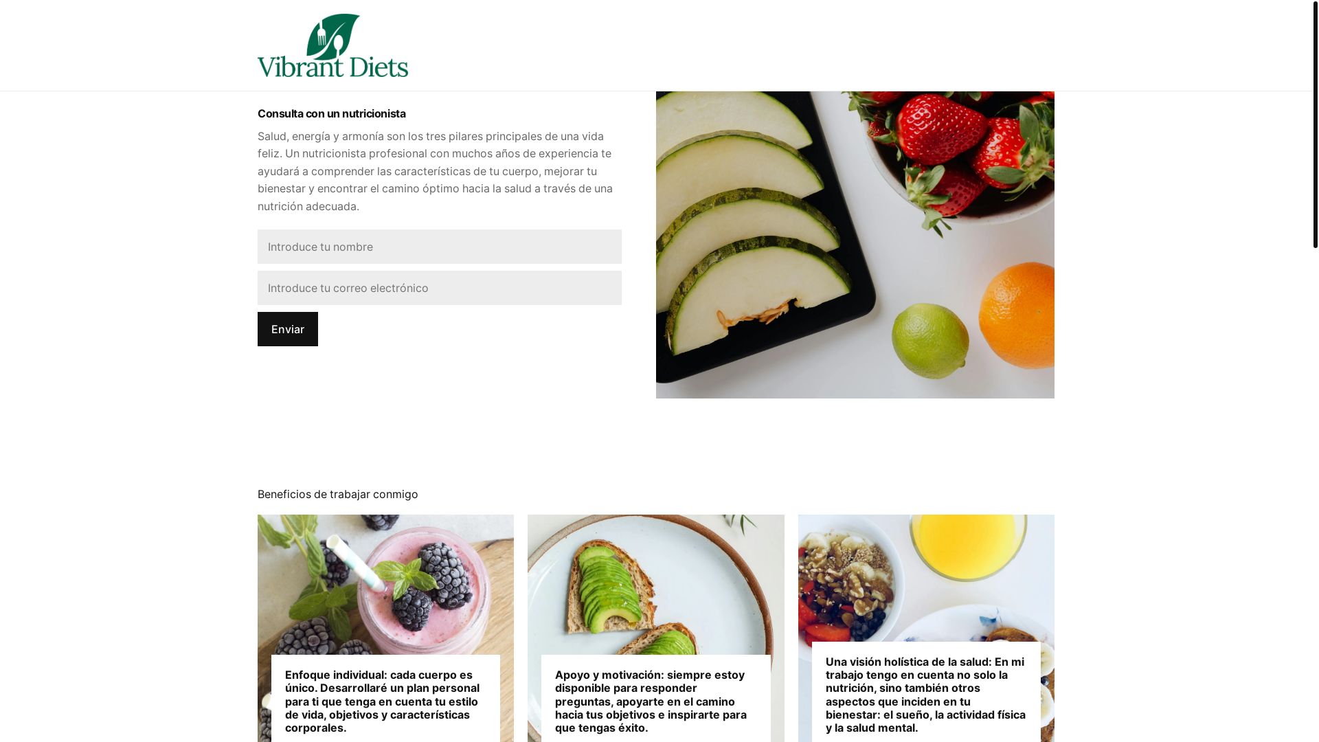 website screenshot of https://vibrantdietssc.com/