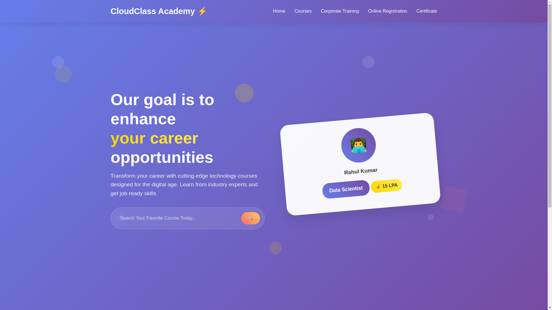 website screenshot of https://cloudclassacademy.com/