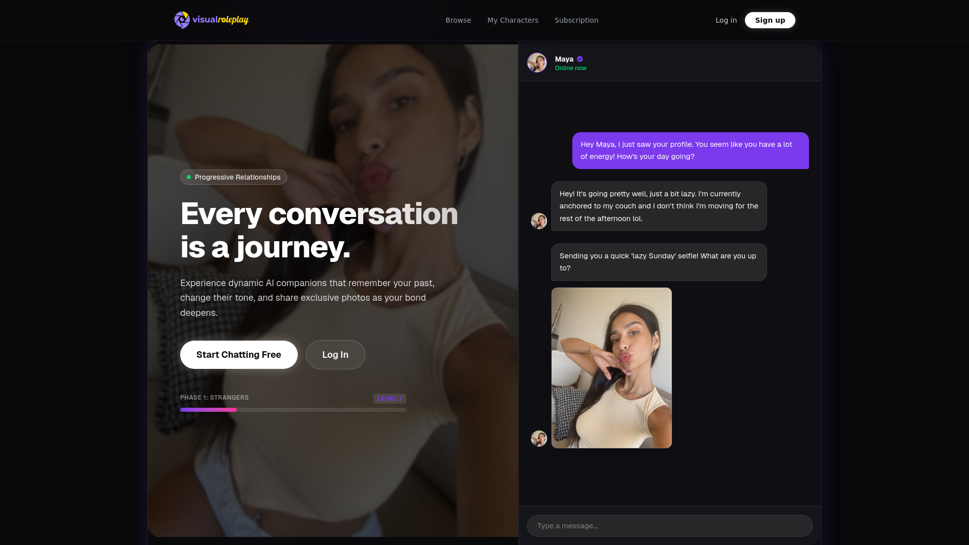 website screenshot of https://visualroleplay.com/