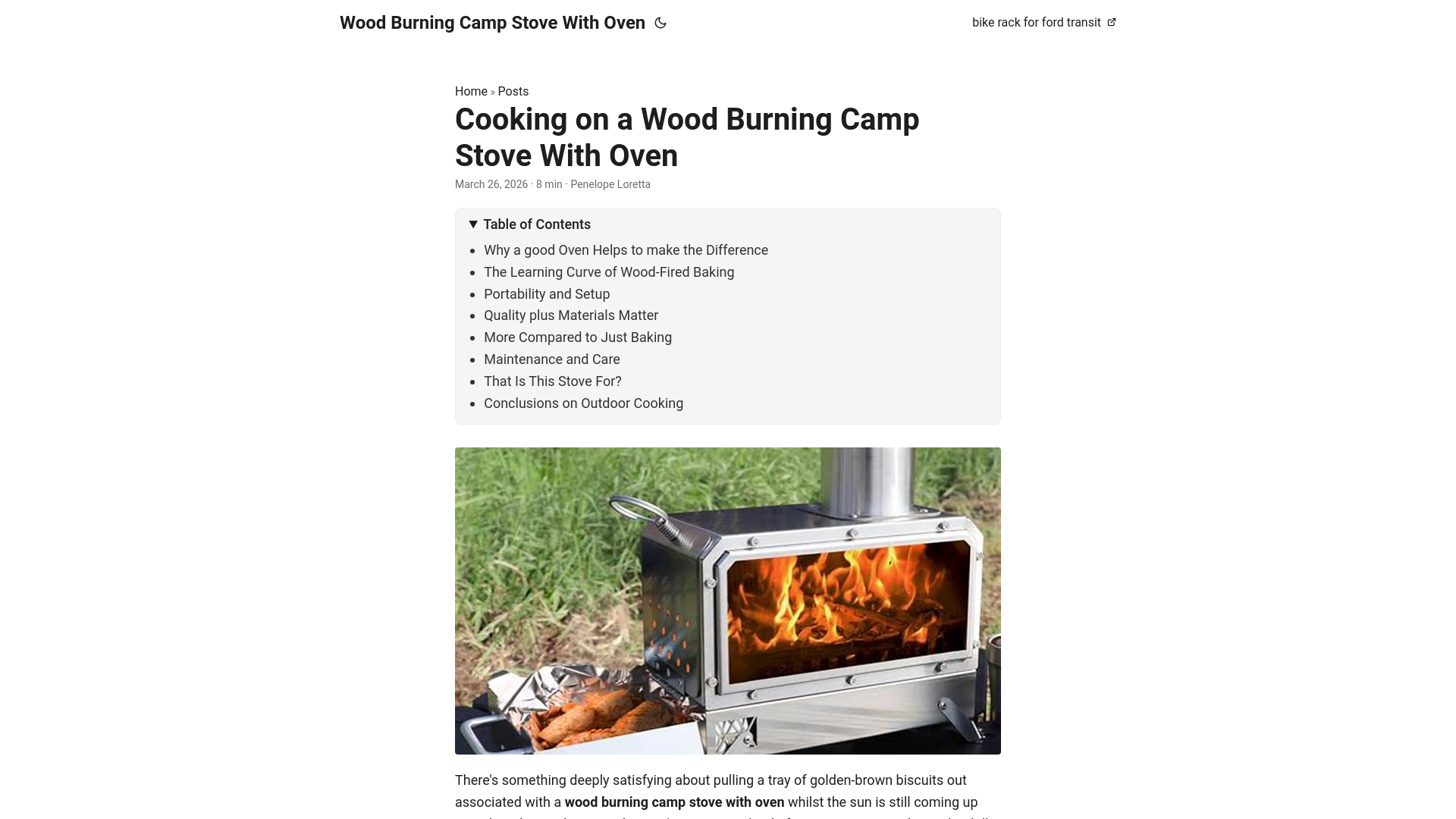 website screenshot of https://wood-burning-camp-stove-with-oven.pages.dev/