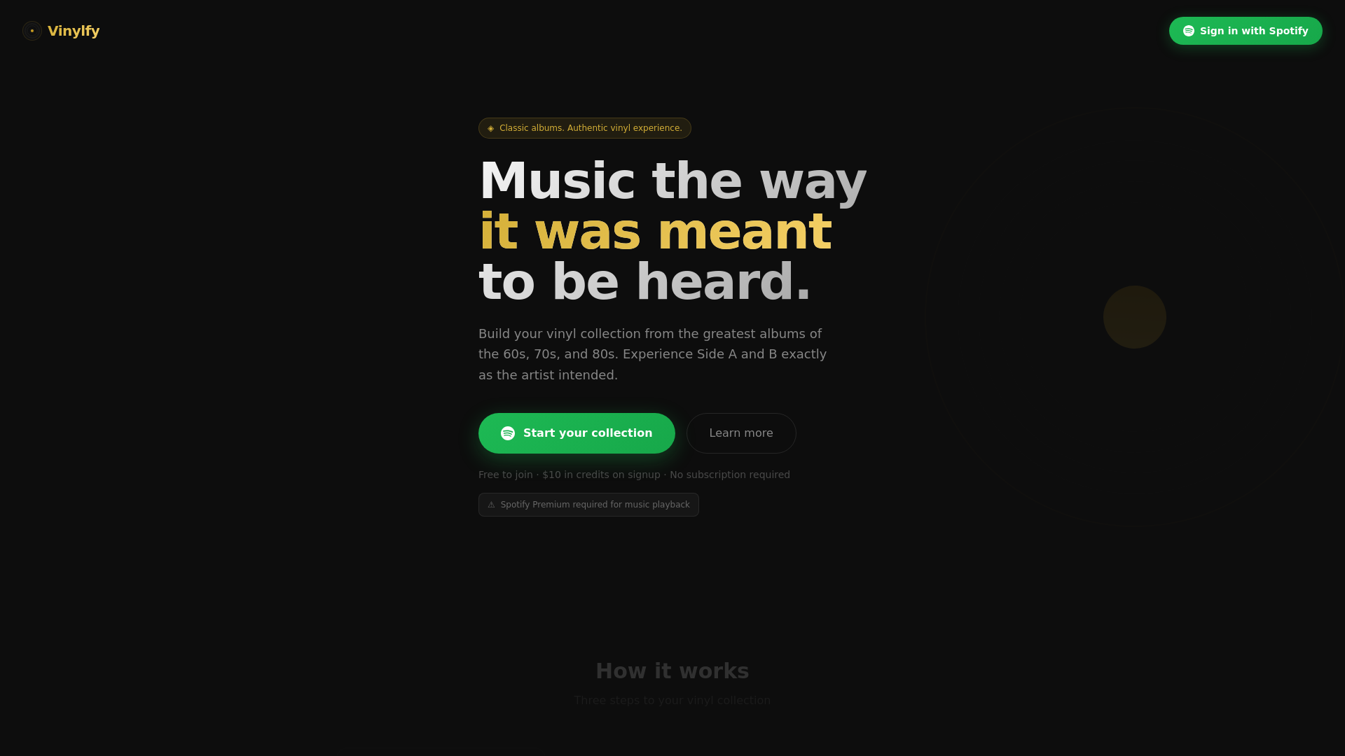 website screenshot of https://vinylfy.art/