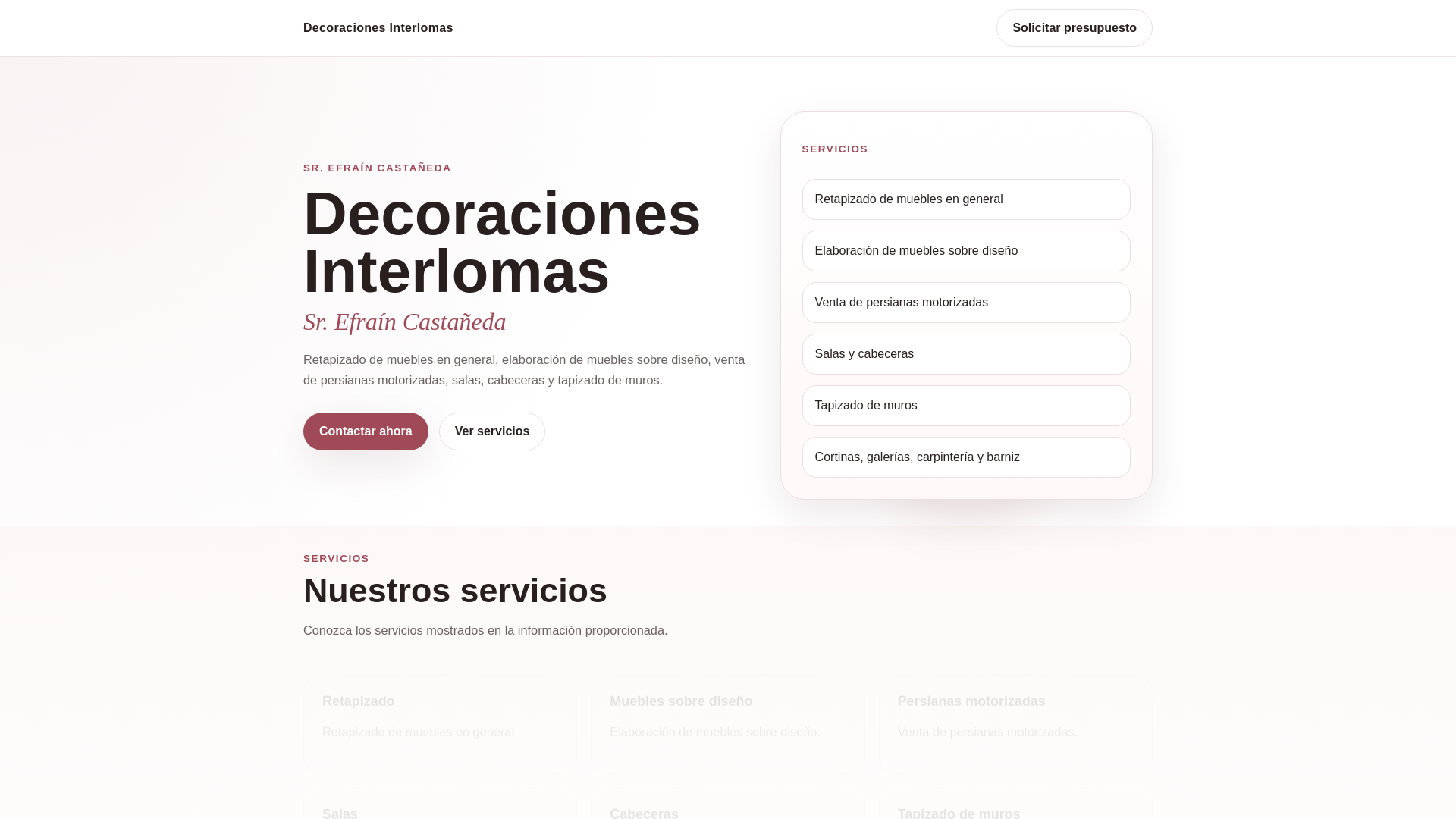 website screenshot of https://decoracionesinterlomas.pages.dev/