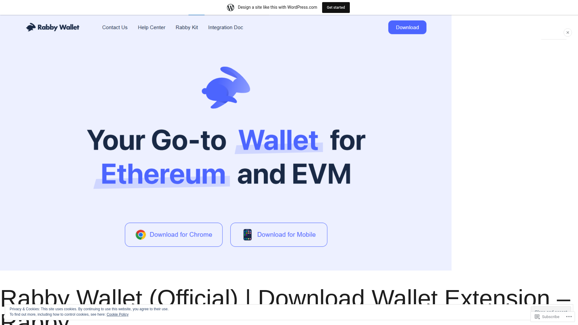 website screenshot of https://rabbyiwallet.wordpress.com