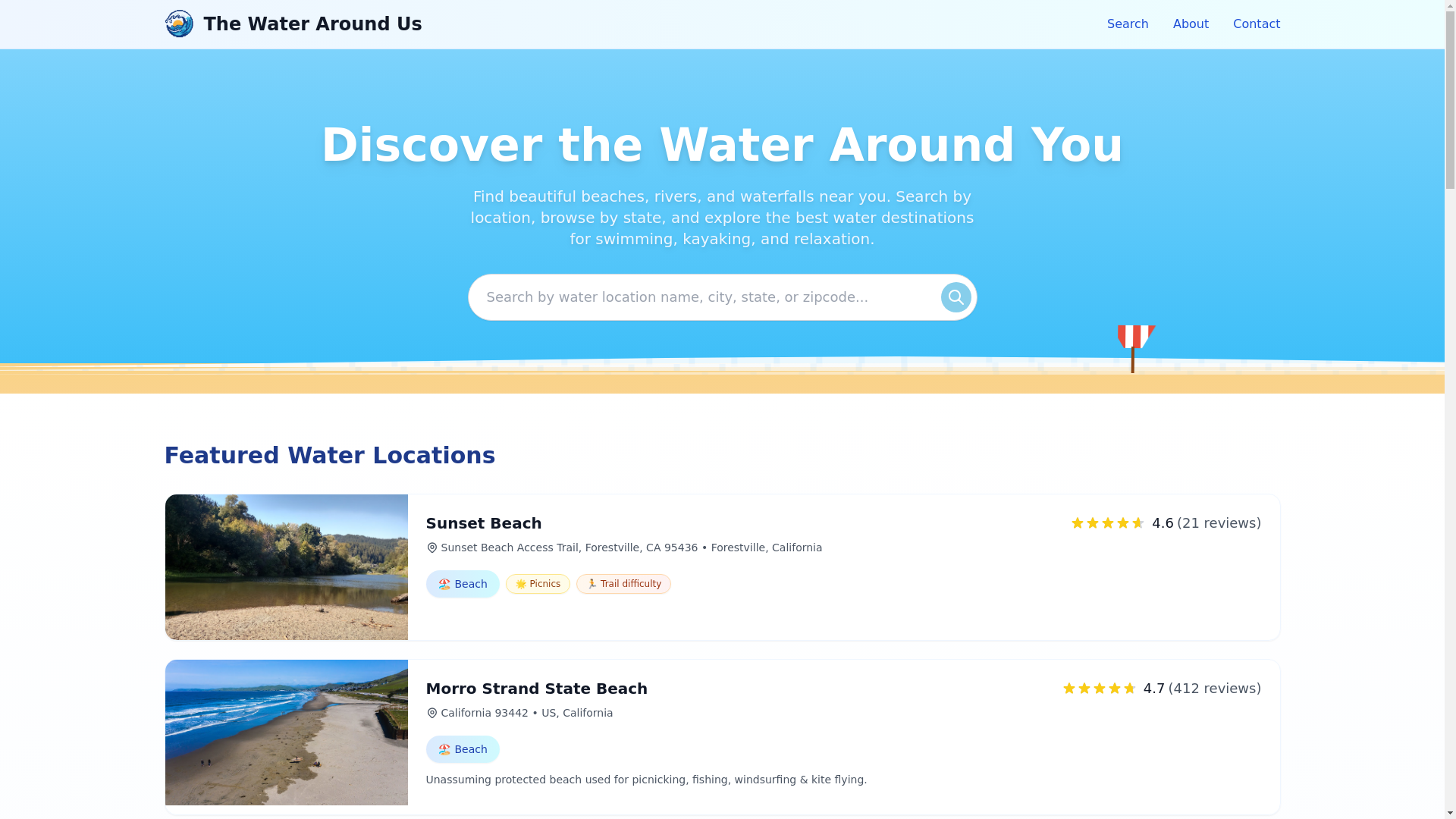 website screenshot of https://thewateraroundus.com/