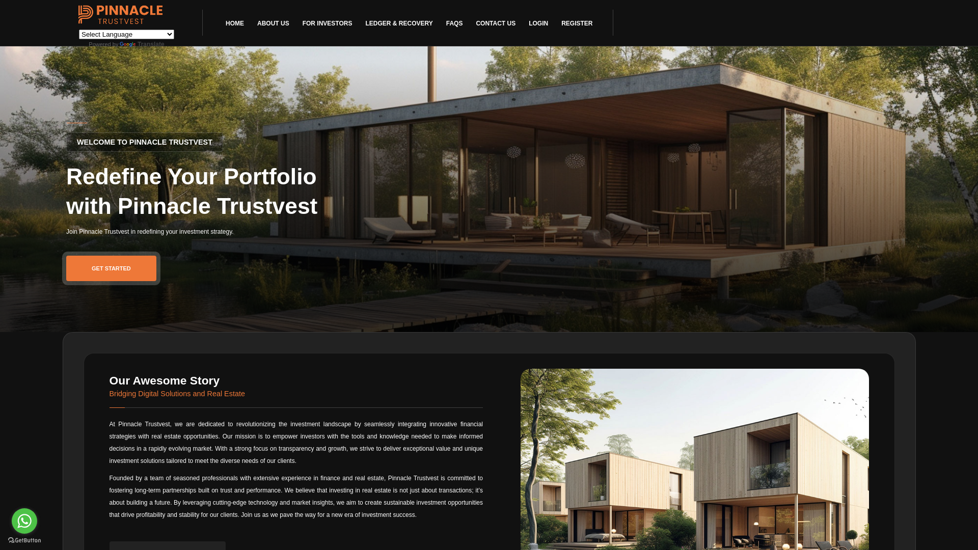 website screenshot of https://pinnacletrustvest.com/