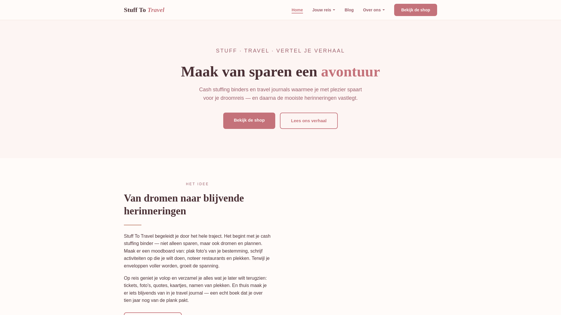 website screenshot of https://stufftotravel.nl