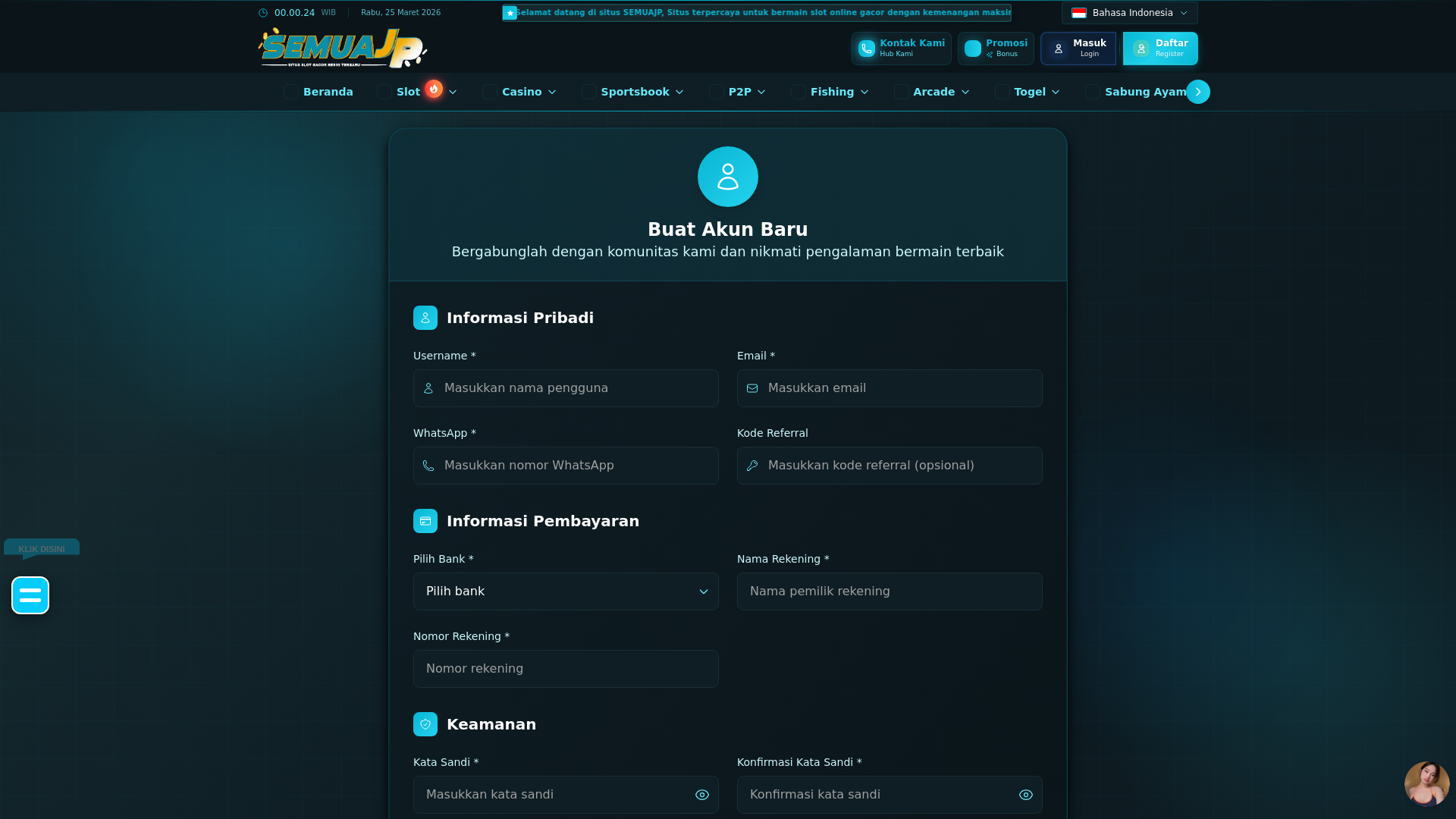 website screenshot of https://hasiljackpot.site/
