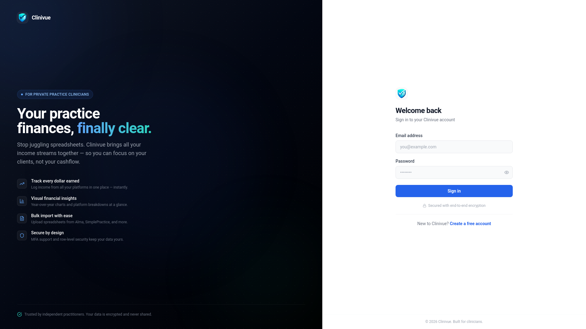 website screenshot of https://getclinivue.com/